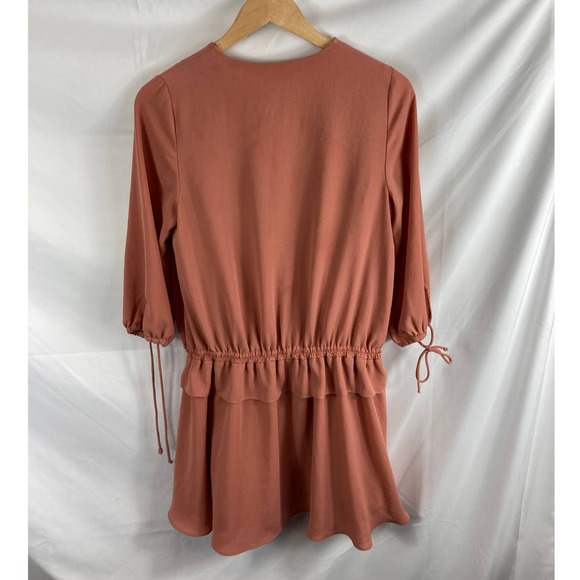 MNG Mango Suit Ruffle Cinched Waist V Neck Dress Size 4 - Picture 6 of 6